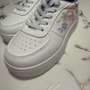 White Kids Sneakers with Floral Design